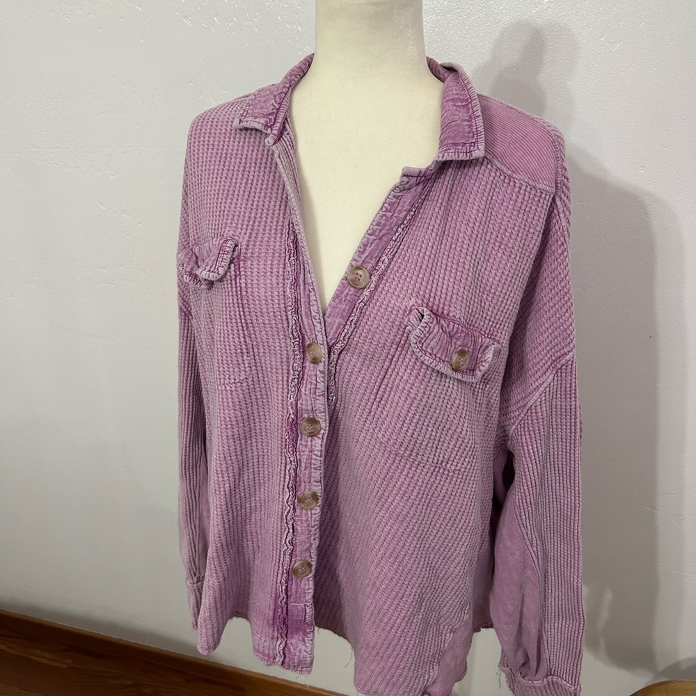 Free People Lilac Waffle-Knit Top